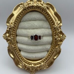 Elegant Sterling 925 Silver and Red Garnet Gemstone Ring